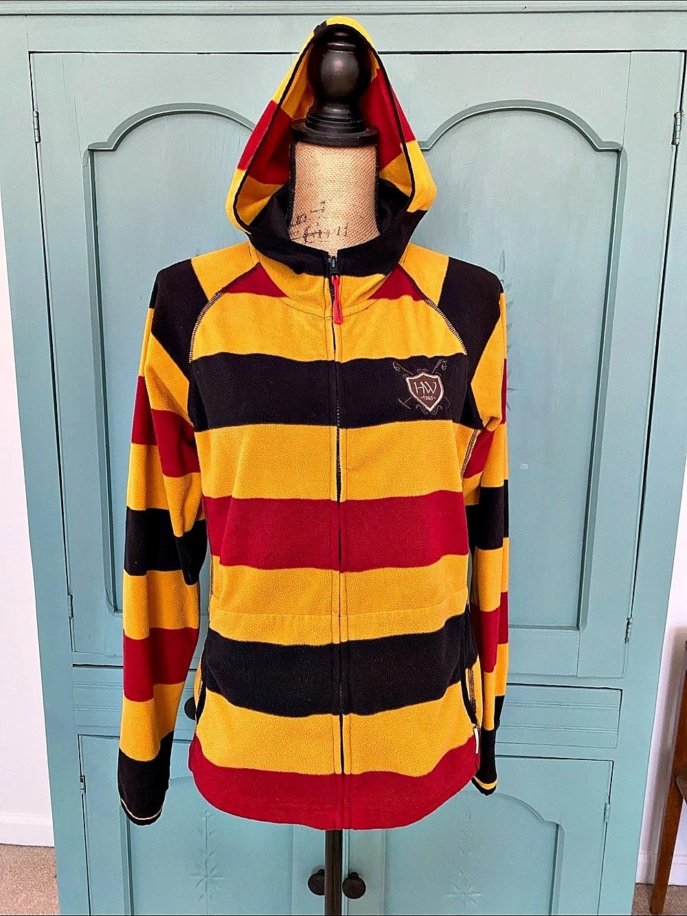 Horseware Polo 1985 Striped Fleece Hooded Jacket Yellow Large